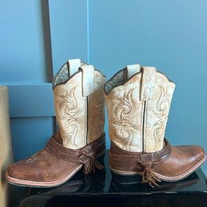 Dan Post Lil Myra Brown and White cowgirl boots size 13.5
